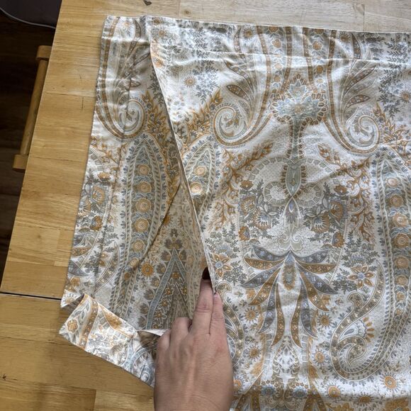 Pottery Barn Blythe Paisley Gold Ivory X2 Standard Pillow Shams Organic Cotton - Picture 4 of 12